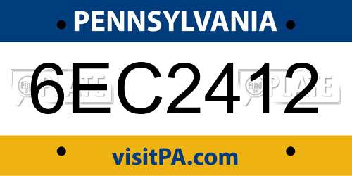 6EC2412 Pennsylvania License Plate