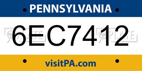 6EC7412 Pennsylvania License Plate