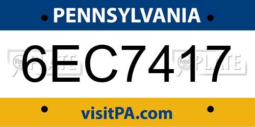 6EC7417 Pennsylvania License Plate