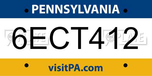 6ECT412 Pennsylvania License Plate