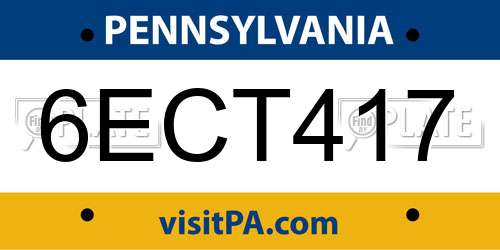 6ECT417 Pennsylvania License Plate