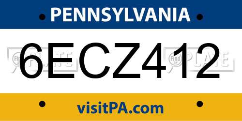 6ECZ412 Pennsylvania License Plate