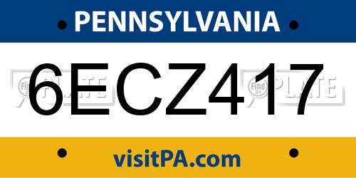 6ECZ417 Pennsylvania License Plate