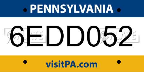 6EDD052 Pennsylvania License Plate