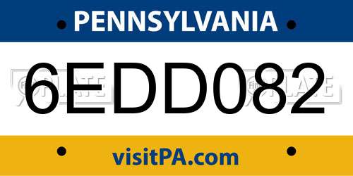 6EDD082 Pennsylvania License Plate