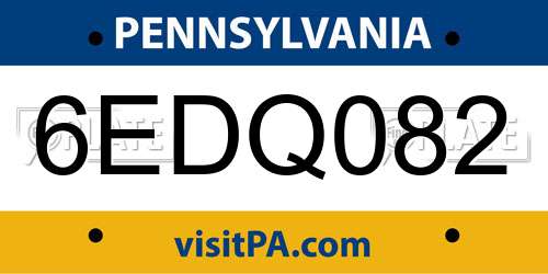 6EDQ082 Pennsylvania License Plate