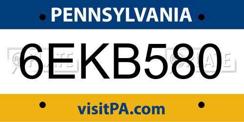 6EKB580 Pennsylvania License Plate