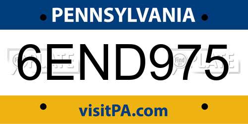 6END975 Pennsylvania License Plate