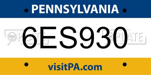 6ES930 Pennsylvania License Plate