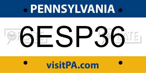 6ESP36 Pennsylvania License Plate