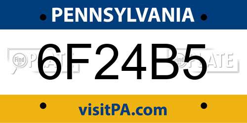 6F24B5 Pennsylvania License Plate