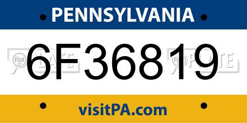 6F36819 Pennsylvania License Plate
