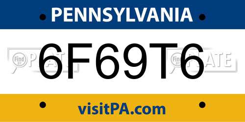 6F69T6 Pennsylvania License Plate