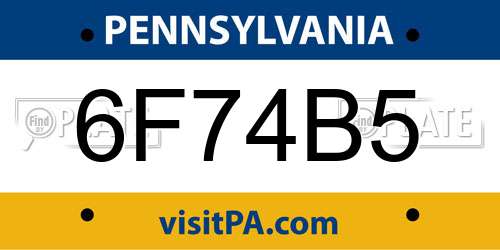 6F74B5 Pennsylvania License Plate