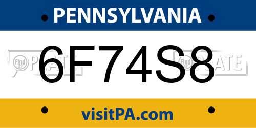 6F74S8 Pennsylvania License Plate