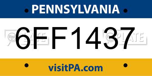 6FF1437 Pennsylvania License Plate