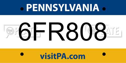 6FR808 Pennsylvania License Plate