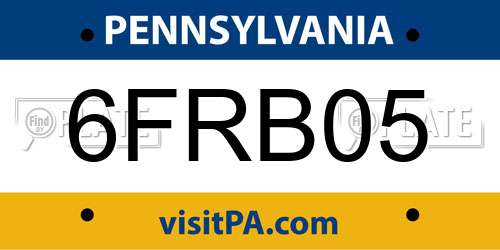 6FRB05 Pennsylvania License Plate