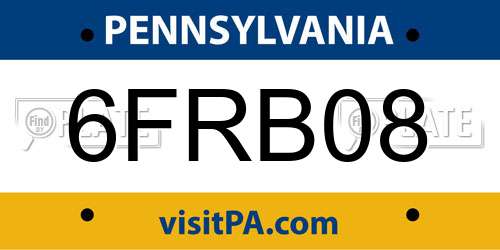 6FRB08 Pennsylvania License Plate