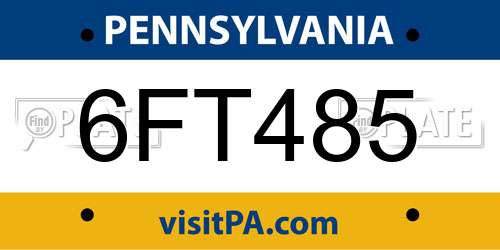 6FT485 Pennsylvania License Plate