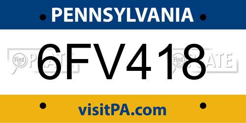 6FV418 Pennsylvania License Plate