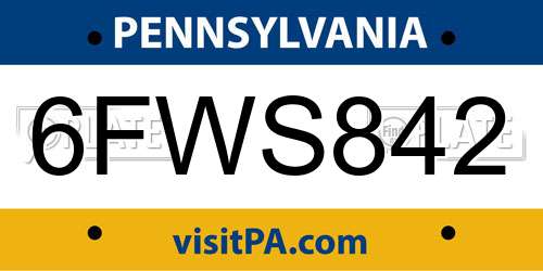 6FWS842 Pennsylvania License Plate