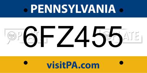 6FZ455 Pennsylvania License Plate