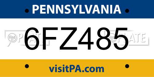 6FZ485 Pennsylvania License Plate