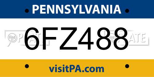 6FZ488 Pennsylvania License Plate