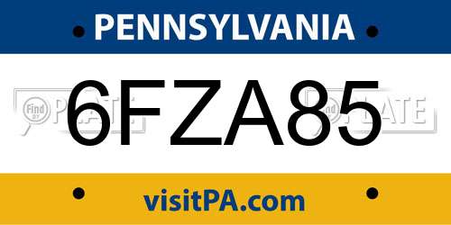 6FZA85 Pennsylvania License Plate