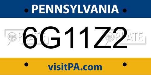 6G11Z2 Pennsylvania License Plate
