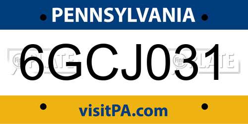 6GCJ031 Pennsylvania License Plate