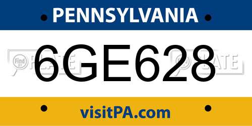 6GE628 Pennsylvania License Plate