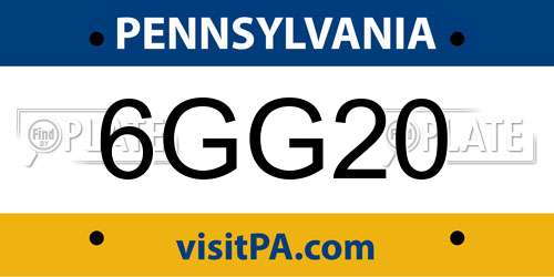 6GG20 Pennsylvania License Plate