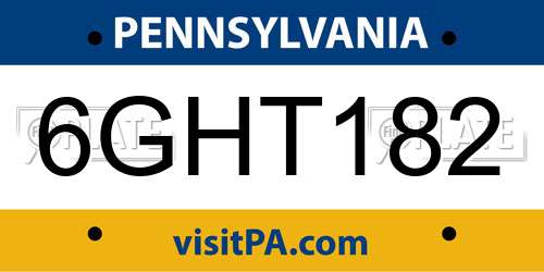 6GHT182 Pennsylvania License Plate