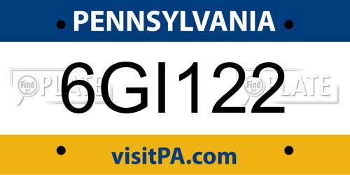 6GI122 Pennsylvania License Plate