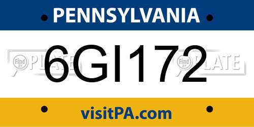 6GI172 Pennsylvania License Plate