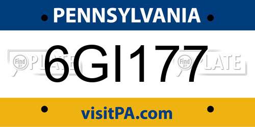 6GI177 Pennsylvania License Plate