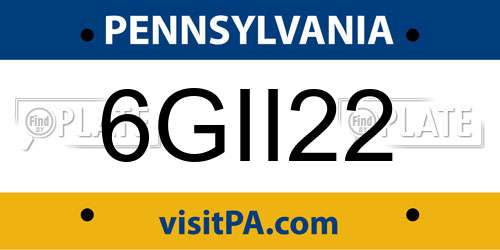6GII22 Pennsylvania License Plate