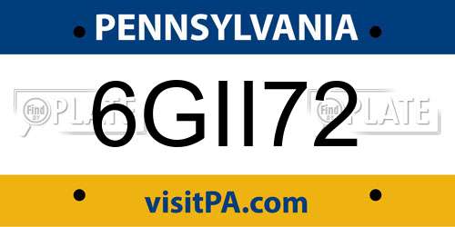 6GII72 Pennsylvania License Plate