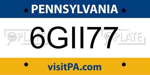 6GII77 Pennsylvania License Plate