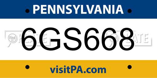 6GS668 Pennsylvania License Plate