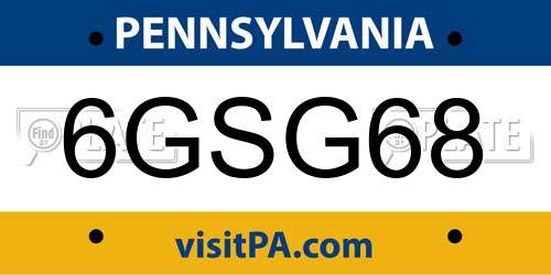 6GSG68 Pennsylvania License Plate