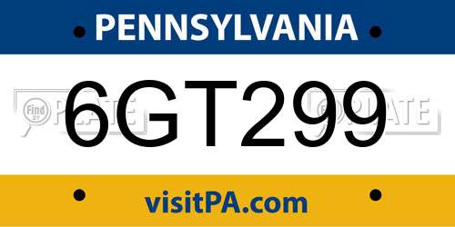 6GT299 Pennsylvania License Plate