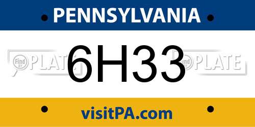 6H33 Pennsylvania License Plate