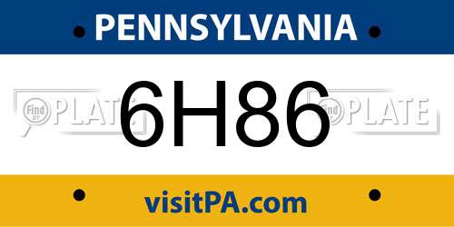 6H86 Pennsylvania License Plate