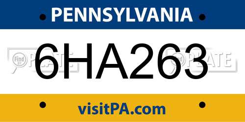 6HA263 Pennsylvania License Plate