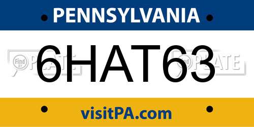6HAT63 Pennsylvania License Plate