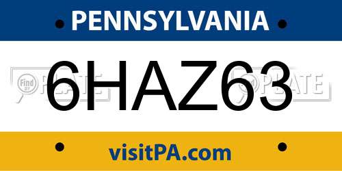 6HAZ63 Pennsylvania License Plate