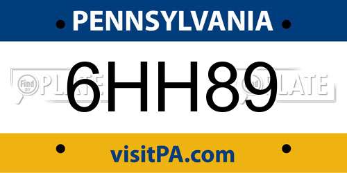 6HH89 Pennsylvania License Plate